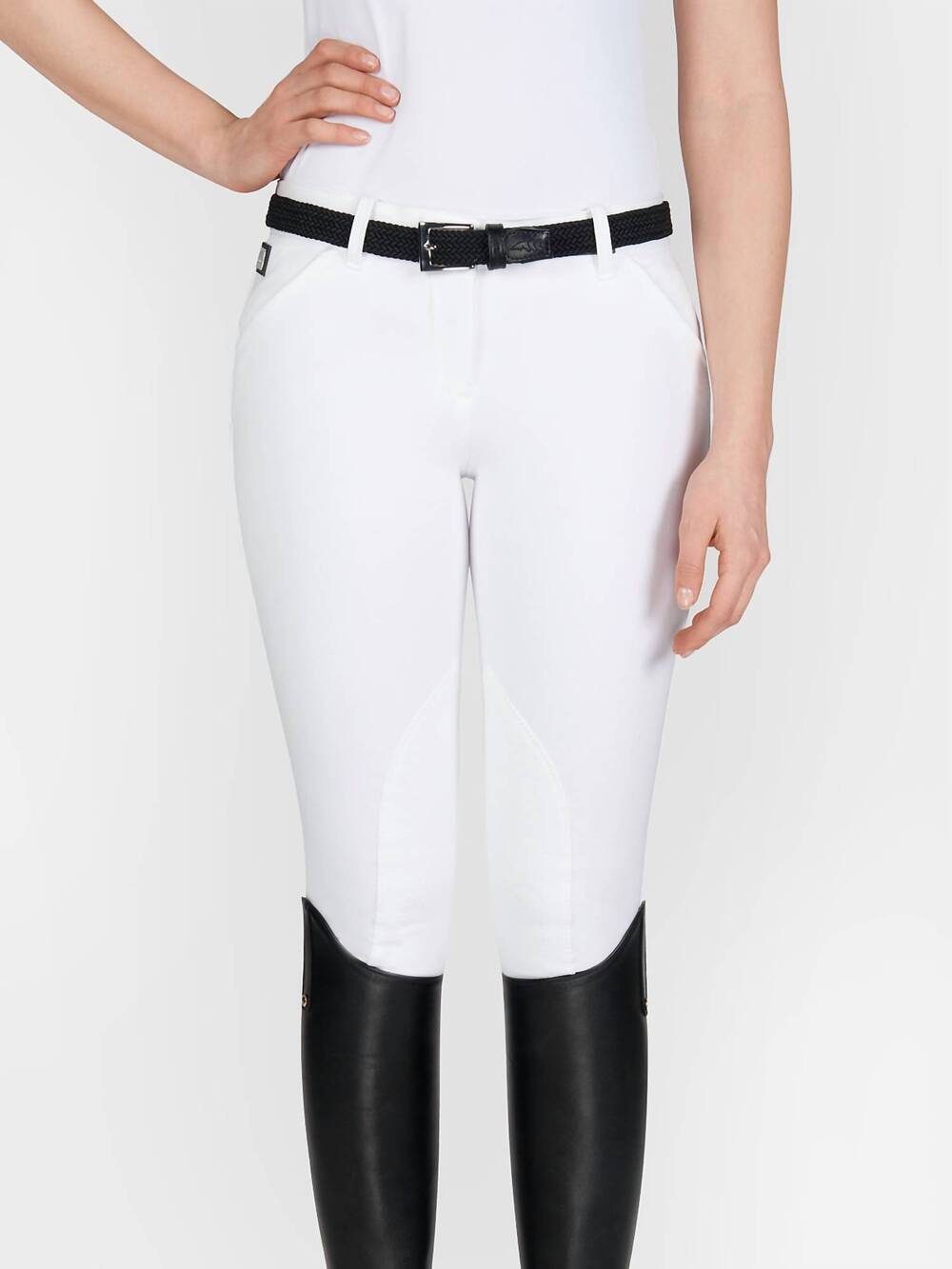 NEW EQUILINE boston breech pants with knee patch in bianco